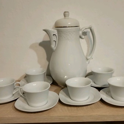 White porcelain coffee set like new without wear