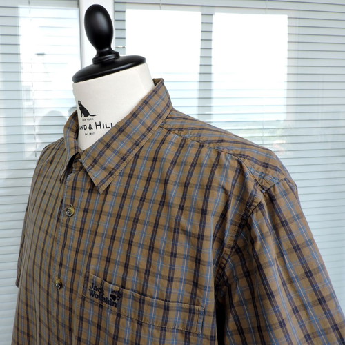 Jack Wolfskin Mens Brown Checked Organic Cotton Shirt XXL like new