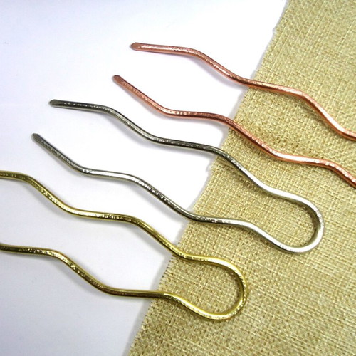 Hair Forks set of 3 handmade from brass, alpaca, copper, new
