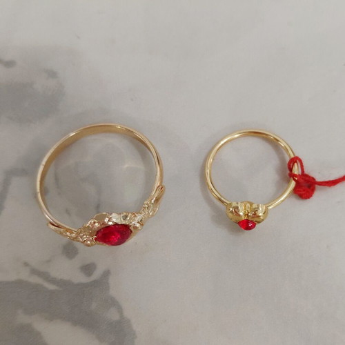 Vintage women's and children's ring 1960s, aluminum alloy, red and gold