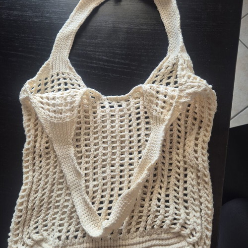 Crochet shoulder bag like new, large beige boho style