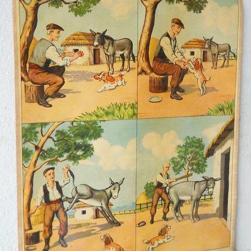 Old school map The puppy and the donkey used