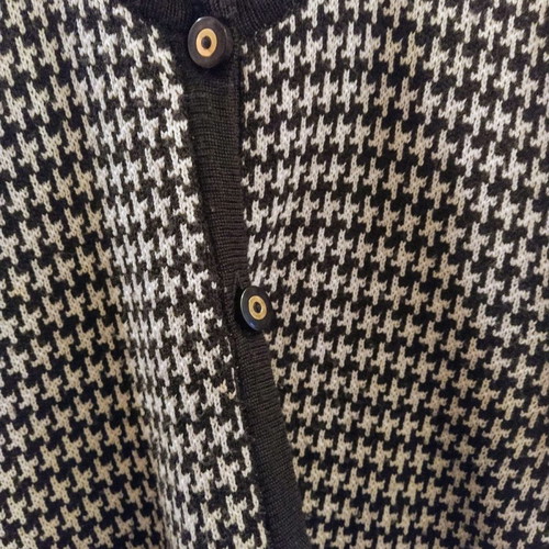Knitted wool cardigan pied de poule used, women's size L
