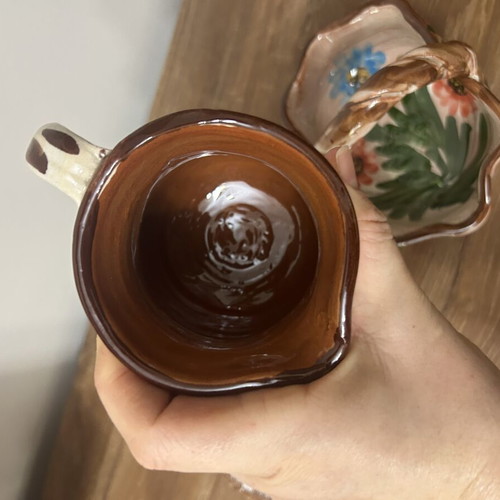 Set of 3 handmade vintage ceramics like new, handpainted
