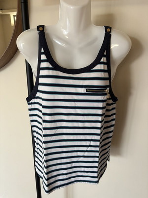 Juicy Couture striped sleeveless top size M like new, white and blue