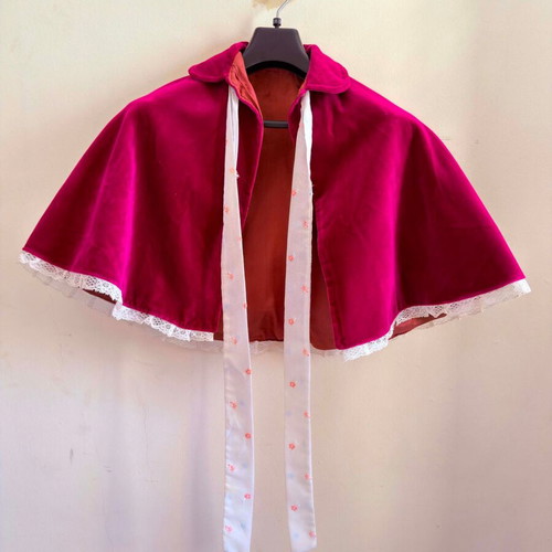 Velvet handmade cape cherry vintage like new