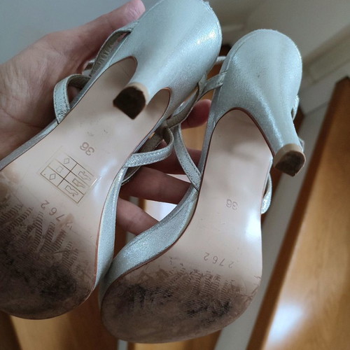Anastazi Bournazos leather silver sandals with rhinestones size 36