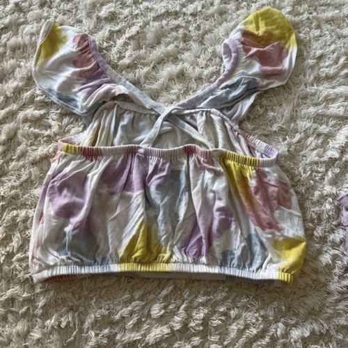 Benetton girls set like new, purple denim shorts with crop top 6-7 years
