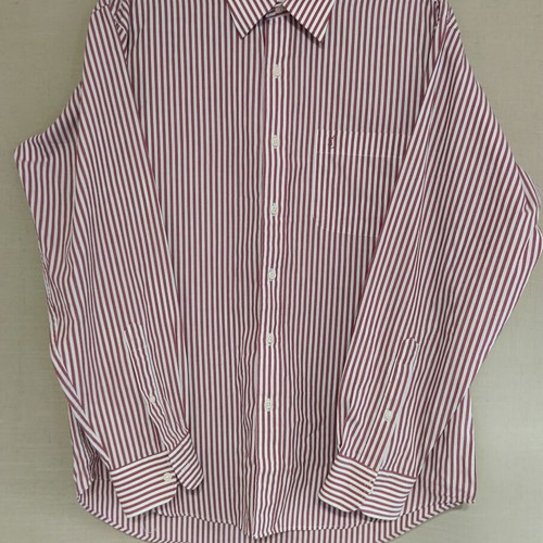 YSL Yves Saint Laurent men's dress shirt, white and red, XL