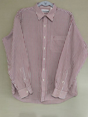 YSL Yves Saint Laurent men's dress shirt, white and red, XL