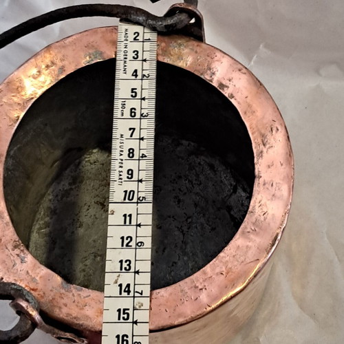 Copper vessel handmade 1930s used, 2 liters capacity