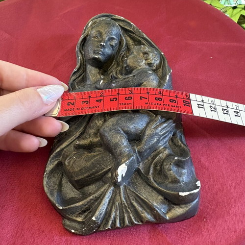 Vintage embossed plaque Virgin Mary with Christ child used