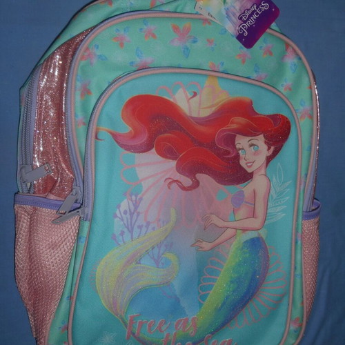 Disney Princess Free as the Sea school backpack new, pink-turquoise with glitter