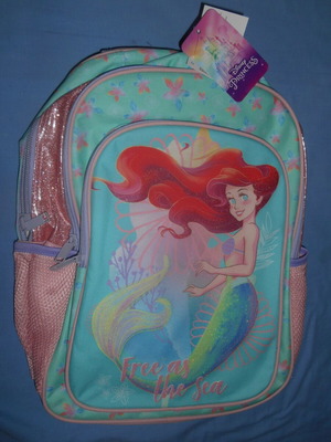 Disney Princess Free as the Sea school backpack new, pink-turquoise with glitter
