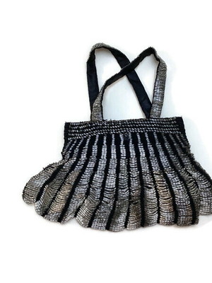 Vintage style evening clutch like new, black, embroidered with sequins