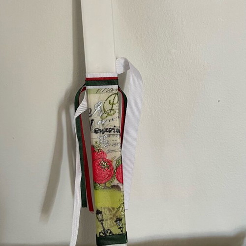 Candle with the Leaning Tower of Pisa new, decoupage with acrylic paint