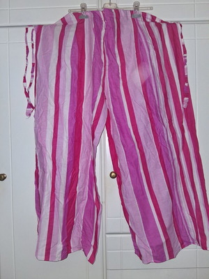 Summer striped cotton palazzo pants like new, white and pink
