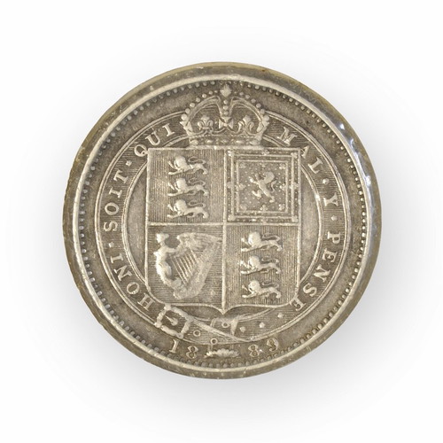 Great Britain 1 Shilling 1889 silver coin used