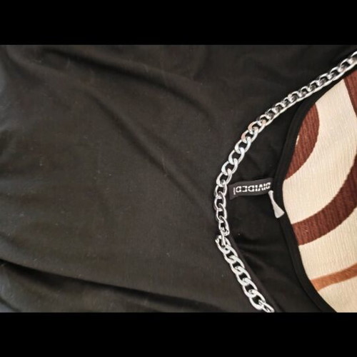 Women's black blouse divided with chain neckline new