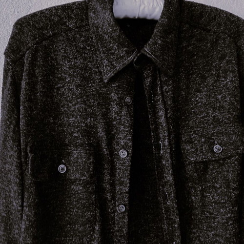 Edward men's black long-sleeve winter shirt, size L