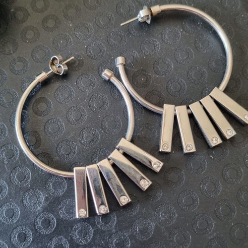 Stainless steel impressive earrings with stones used
