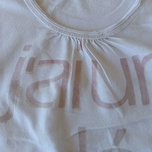 Benetton children's long-sleeve shirt with quote, size 4-5Y, white