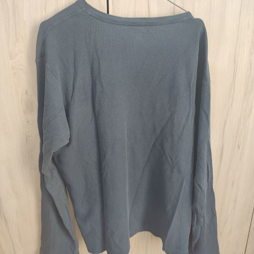DKNY Jeans men's long-sleeve waffle knit shirt, grey-blue, sizes M-L