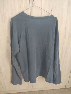 DKNY Jeans men's long-sleeve waffle knit shirt, grey-blue, sizes M-L