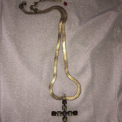 Dyrberg/Kern Vintage Statement Necklace Cross with Crystals