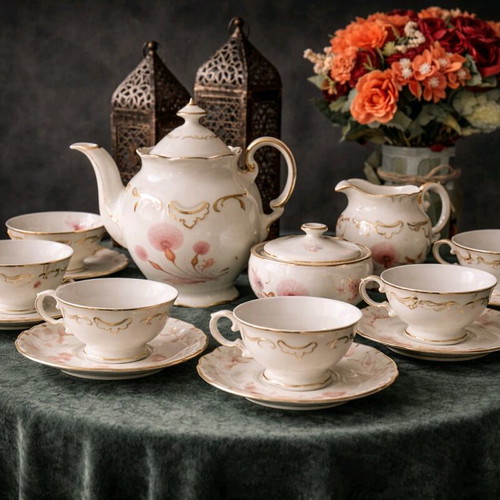 Vintage Schumann Bavaria Dresden Flowers tea set like new with gold trim