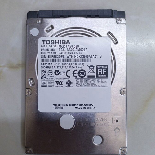 Toshiba MQ01ABF050 500GB 2.5-inch hard drive like new, thin 7mm