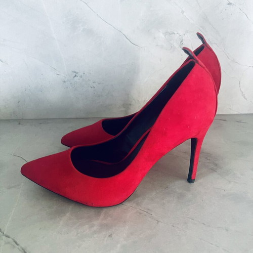 Bershka Red Suede Heels Size 38 New