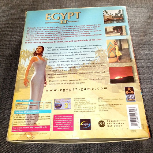 Egypt II The Heliopolis Prophecy PC game used, complete Big Box
