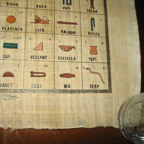 Authentic Egyptian papyrus like new with hieroglyphic alphabet