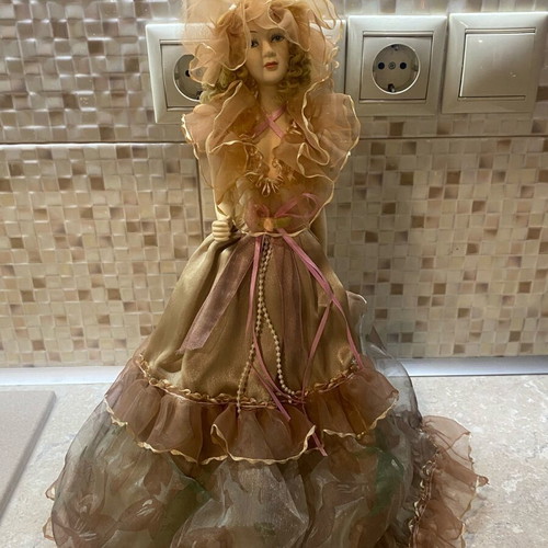 Porcelain doll decorative used with romantic dress 38 cm