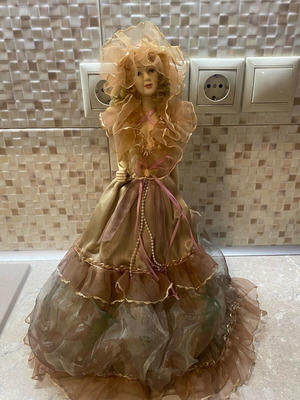 Porcelain doll decorative used with romantic dress 38 cm