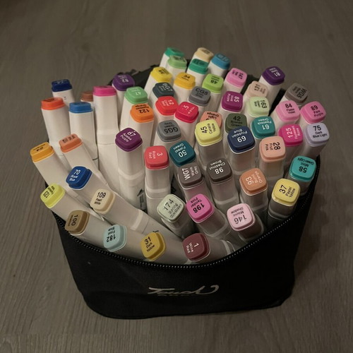 Touch Markers set of 60 double tip like new with carrying case