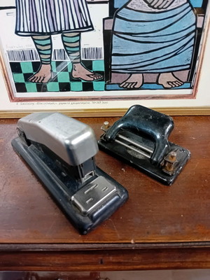 Vintage office accessories used, set of 2 pieces