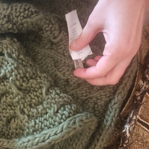 Attrattivo scarf neck warmer like new, knitted wool khaki