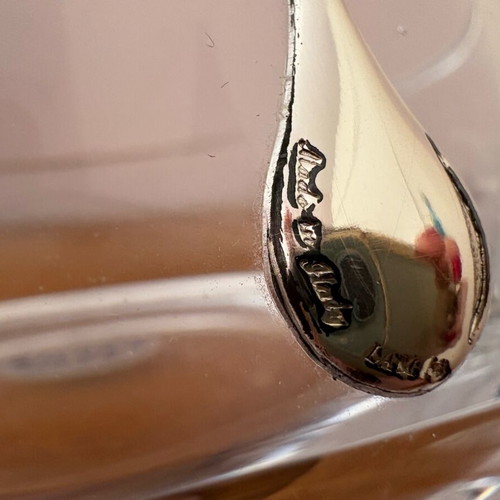 Decorative transparent bowl with silver drops, new, 17.5 cm diameter