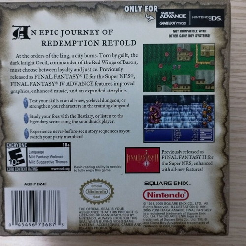 Final Fantasy IV Advance for Game Boy Advance like new