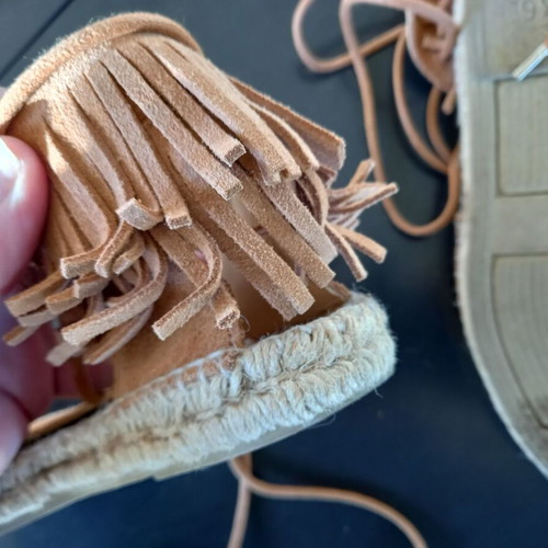 Flamenco leather lace-up espadrilles like new, size 36, beige-brown