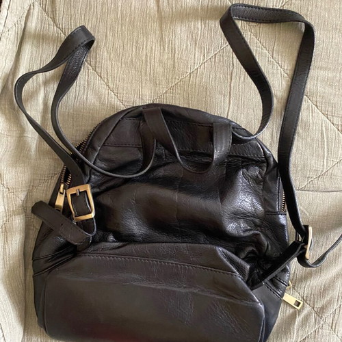 Black leather backpack bag