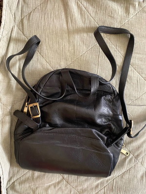 Black leather backpack bag