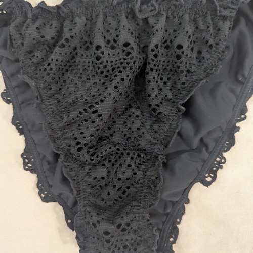 Black Crochet Lace Halter Bikini Set used with Gold Charms