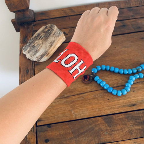 Cotton wrist accessory new, white and red