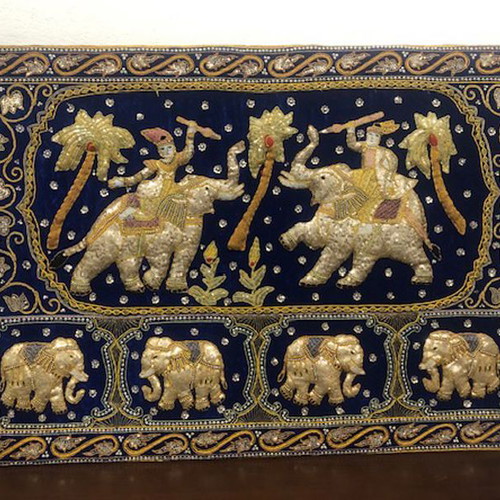 Hand-embroidered Burma with gold thread from Thailand 85x135