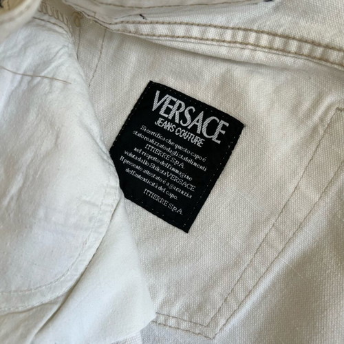 Versace jeans beige cotton-linen pants like new with Medusa detail