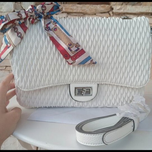 Crossbody bag with strap, white