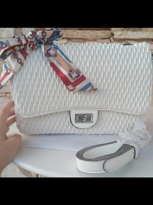 Crossbody bag with strap, white